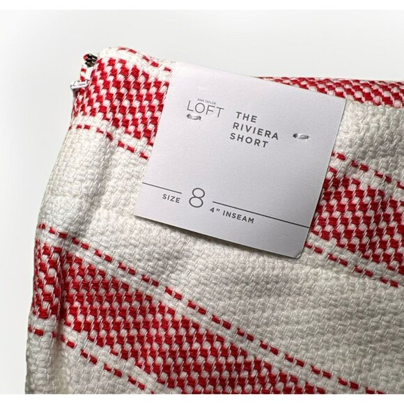 Ann Taylor Loft Red & White Striped Riviera Short Cotton Blend Size 8 - Picture 8 of 8